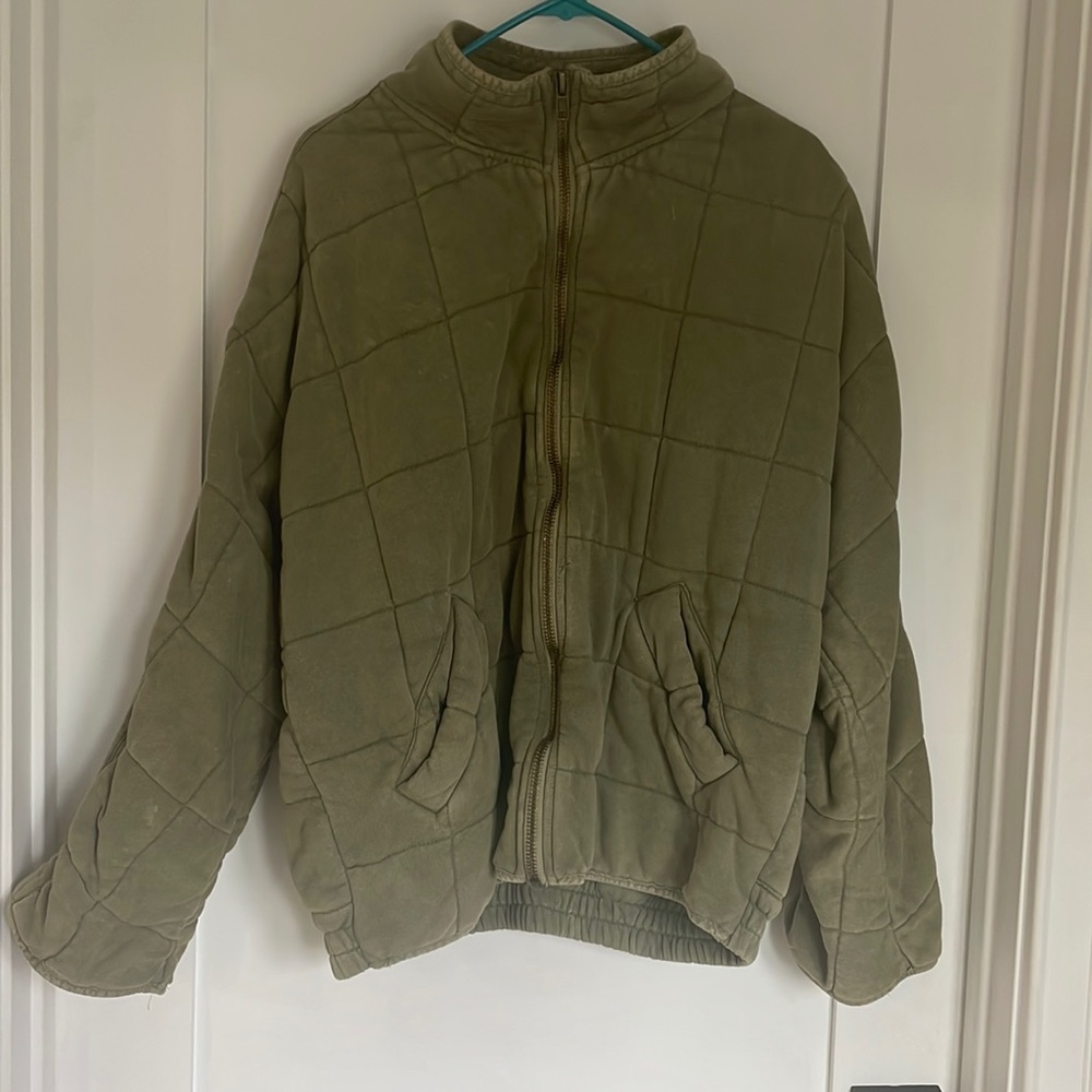 Olive green, free people utility jacket
